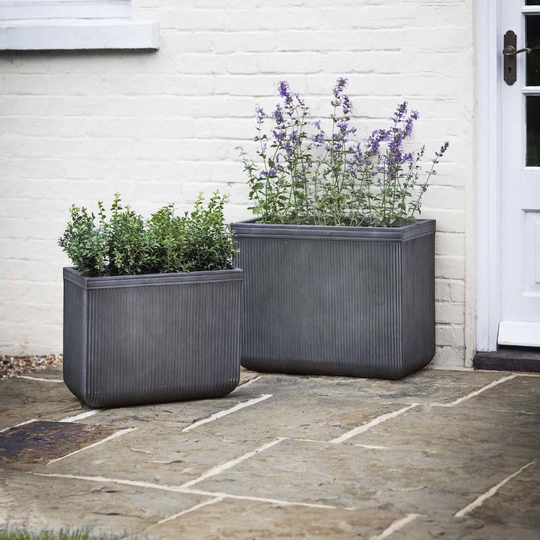Set Of Two Ribbed Rectangle Planters
