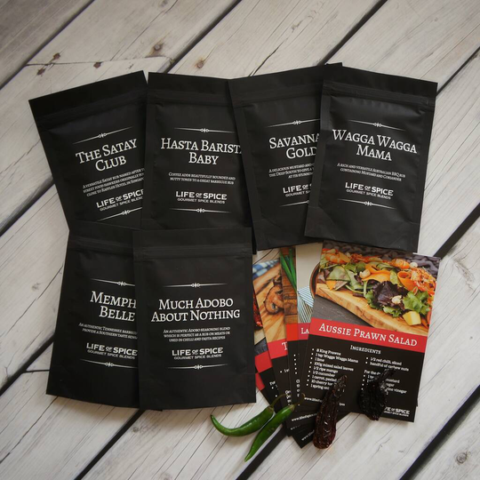 The Summer Six Pack! Six Great BBQ Rubs Gift Set with Recipe Cards