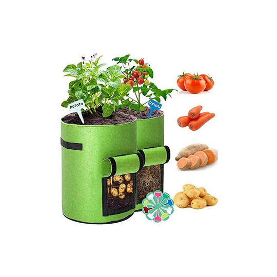 2 Pcs Potato Planting Bag, 7 Gallons Non-woven Garden Planting Bag, Potato Bag with Window and Handle, Large Garden Bag for Strawberries, Tomatoes,