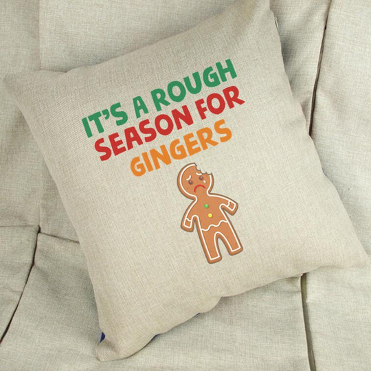 It's A Rough Season For Gingers Christmas Linen White Cushion Cover, Home Decor, Xmas Gift, Gingerbread Man