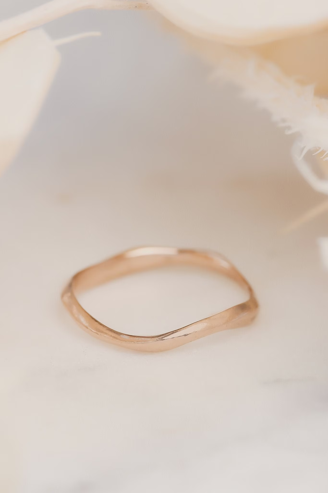 Solid Gold Organic Band | Nature Inspired Wedding Sculptural Ring Contour Stacking