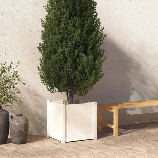 Garden Planter White 50x50x50 cm Solid Pinewood