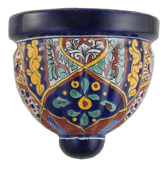 Mexican Talavera Wall Planter Handmade Handpainted Pottery Hanging Sconce-16