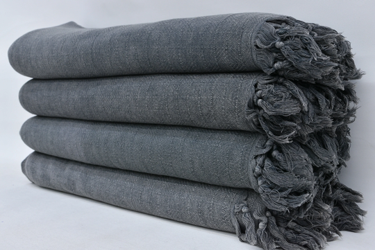 Bedspread, Turkish Blanket, Organic Cotton Gift Throw, Sofa Decor Cover, Picnic Black 70x94 Inches I-107