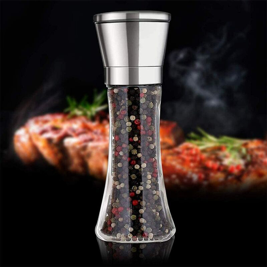 Salt And Pepper Mill, Stainless Steel Salt Shaker With Manually Adjustable Powder Thickness