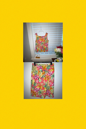 Coconut Girl Tank Top, Hibiscus Floral Top & Skirt Set, Skirt