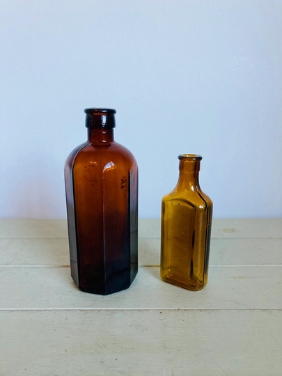 Lovely Vintage Glass Amber Chemist Bottles