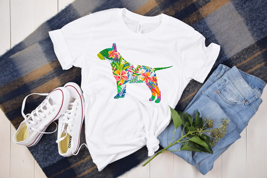 Aloha Bull Terrier Flower Shirt On Hawaii Summer, Bully Mom Cute Tee/Tank Top Kid Shirt Sweatshirt
