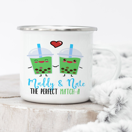 Personalized Engagement Gifts For Boyfriend | Couple Mugs Matcha Tea Gift Her