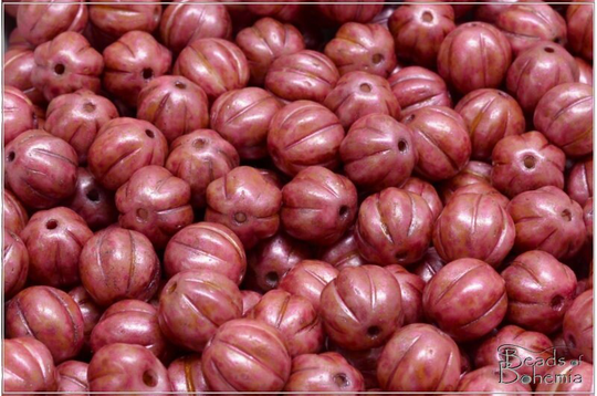 12 Pcs Chalk Herbs&spices Chilli Czech Glass Melon Beads 8 Mm | 12279