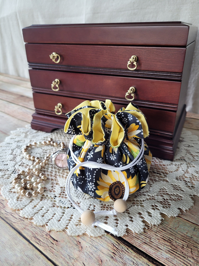 Jewelry Organizer For Travel, Sunflower Yellow Bag