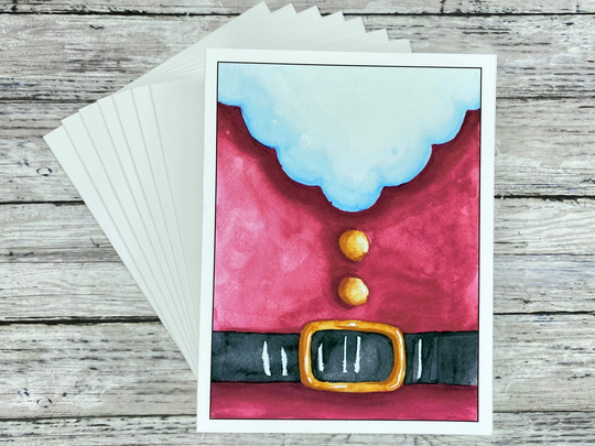 Set Of Holiday Cards | Blank Or Your Personalized Message Inside Season's Greetings Merry Christmas Santa Claus Funny Card