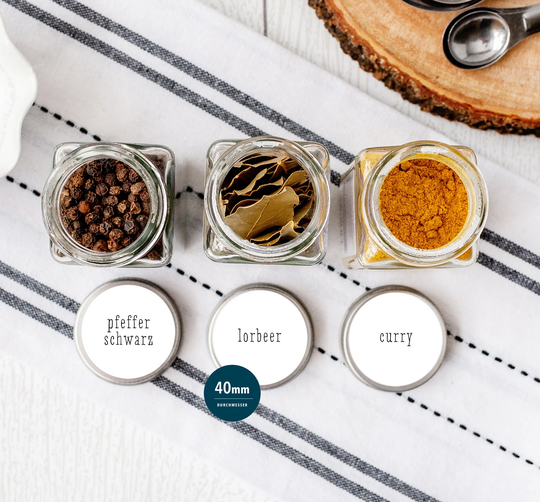 Labels Spices Various Sets - Type White Slight Spice Labels Plastic Wet Wipe, Personalizable, 40mm