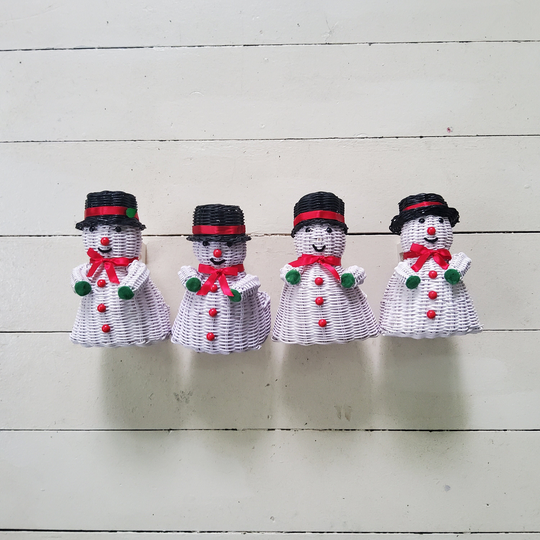 Snowman Quartet Vintage Wicker Planter Christmas Sold Separately