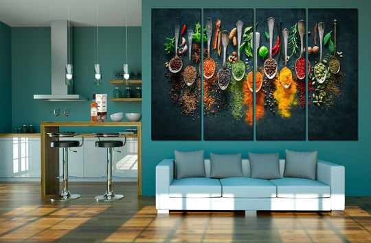Art Spice Canvas Wall Art Large Dine Room Healthy Food Modern Kitchen Dine Decor Spices