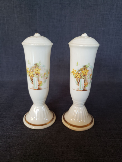 Antique Salem China Salt & Pepper Shakers, Victory Shape Shakers