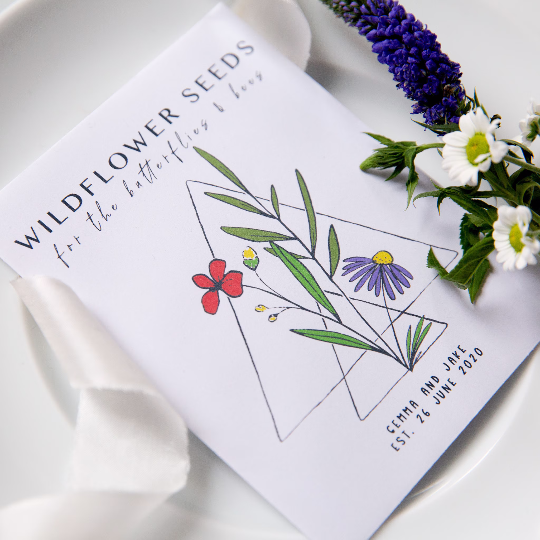 10 Geometric Wildflower Seed Packet Favours