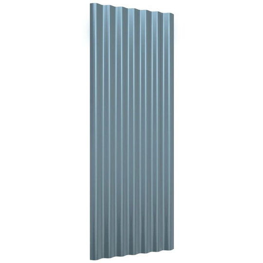 Roof Panels 12 pcs Powder-coated Steel Grey 100x36 cm Vidaxl Grey