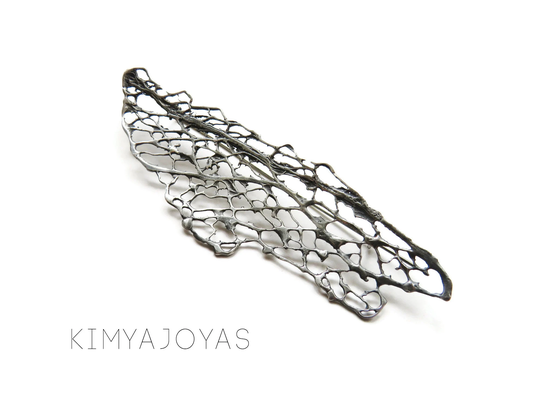 Organic Silver Pin, Large Brooch With Botanical Design, Natural Motif Modern Unusual Brooch, Contemporary