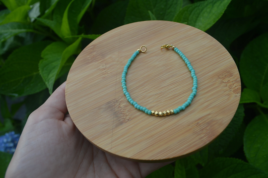 Turquoise Seed Bead Bracelet, Funky Miyuki Women Jewelry, Gold Vermeil Bracelet Bright Accessories, Boho Dainty Trending Now
