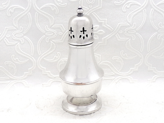 Georgian Style Silver Plate Salt Shaker, Elegant Cruet, Antique Pepperette, Pepper Caster, 6 Inch Cellar, Made in England