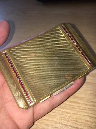 stratton Powder Compact With Ruby Red Gemstones