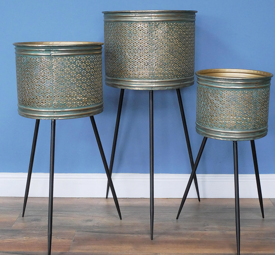 Set Of Three Metal Planters