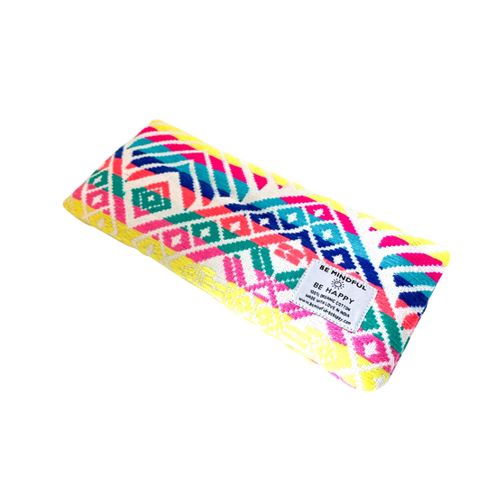 Organic Meditation Yoga Eye Pillow | Gots Cotton Washable Warm Or Cold Therapy Flax Seed Woven Colourful Eclectic Design