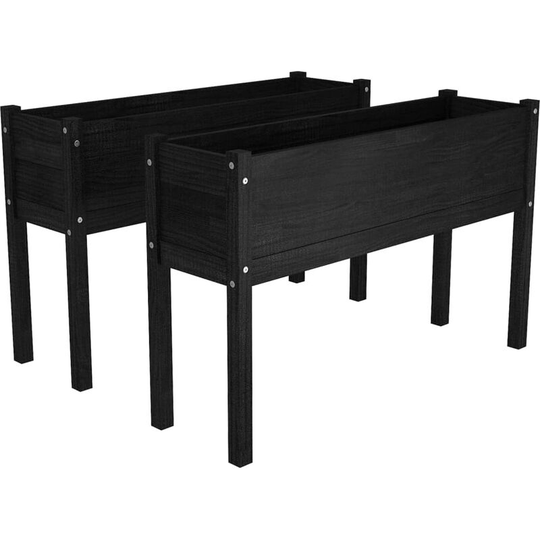 Vidaxl - Garden Planters 2 pcs Black 110x31x70 cm Solid Pinewood Black