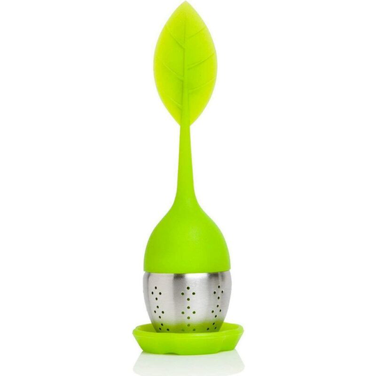 100% Food Grade Silicone Tea Ball Saucer and Stainless Steel Teapot Strainer - Green (1 set)
