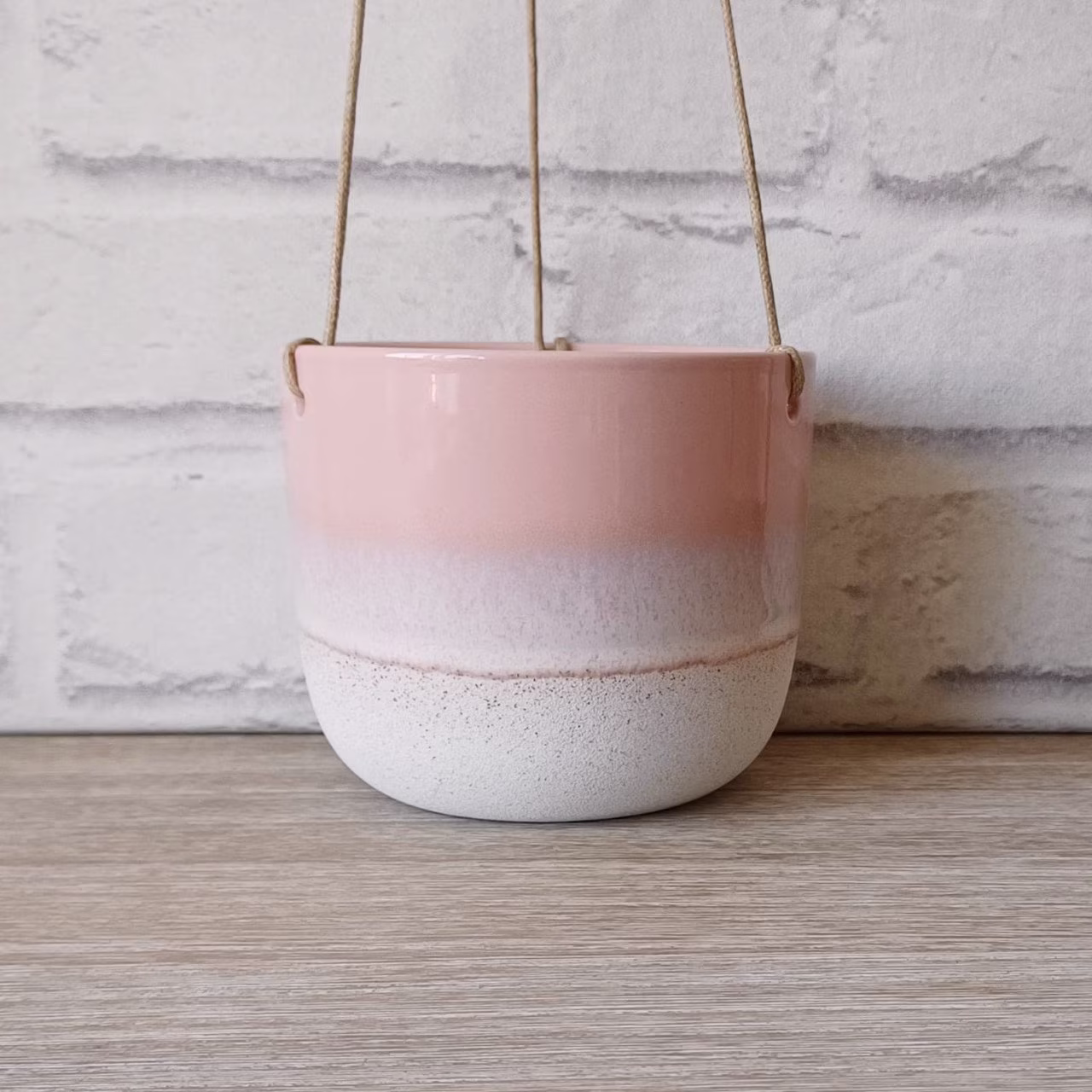 Pink Stone Effect Mojave Glaze Hanging Planters Flower Planter Holder Home Decoration Decor