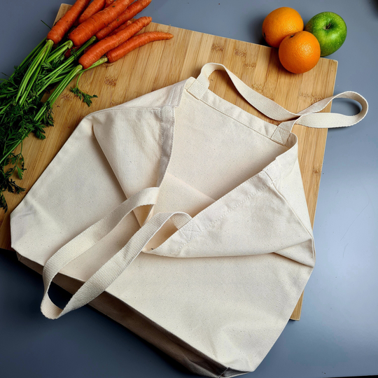 Large Organic Cotton Canvas Tote Bag - 45x41cm Reusable Shopping Plastic Free Grocery Eco Friendly