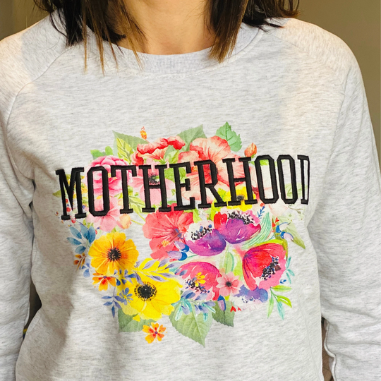 Embroidered Organic Motherhood Sweatshirt, Gift For Mother's Day, Slogan Best Day Gift, Fashion