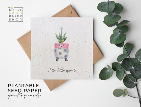 Plantable Flower Seed Paper Cards - New Baby Greeting, Congratulations, Mum, Pun, Joke, Friends, Family, Eco-Friendly, Biodegradable
