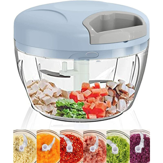 FVO - Manual chopper, Onion chopper, Manual chopper with string, onion cutter, for food, fruit, vegetable, meat, herbs, garlic, salad, with 500 ml