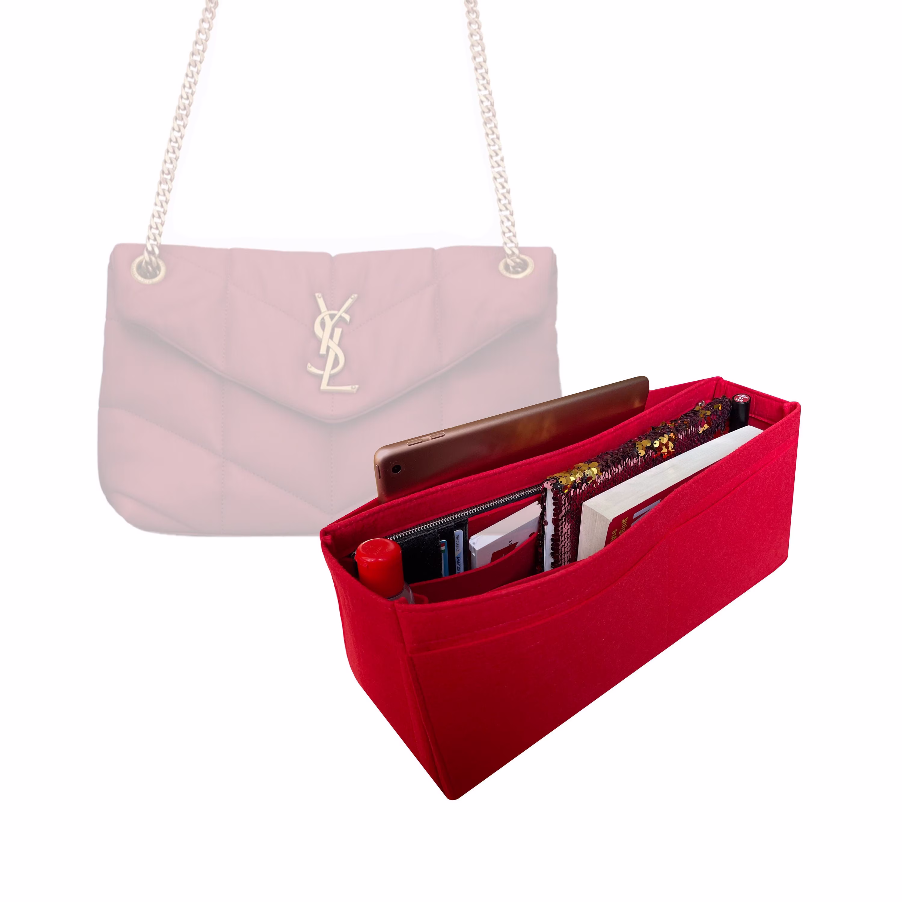 Small Loulou Puffer Shoulder Bag Insert/Liner Protector Slim Design Customizable Tote Felt Organizer Diaper Handbag