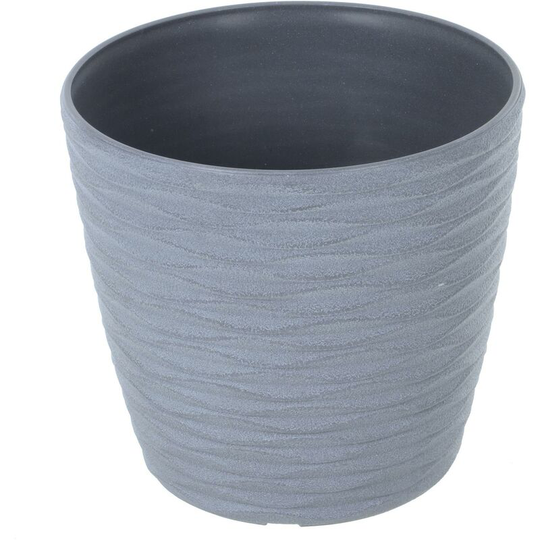Azuma - Plastic Plant Pot Weave Effect Flower Planters Indoor Outdoor - Grey 18cm