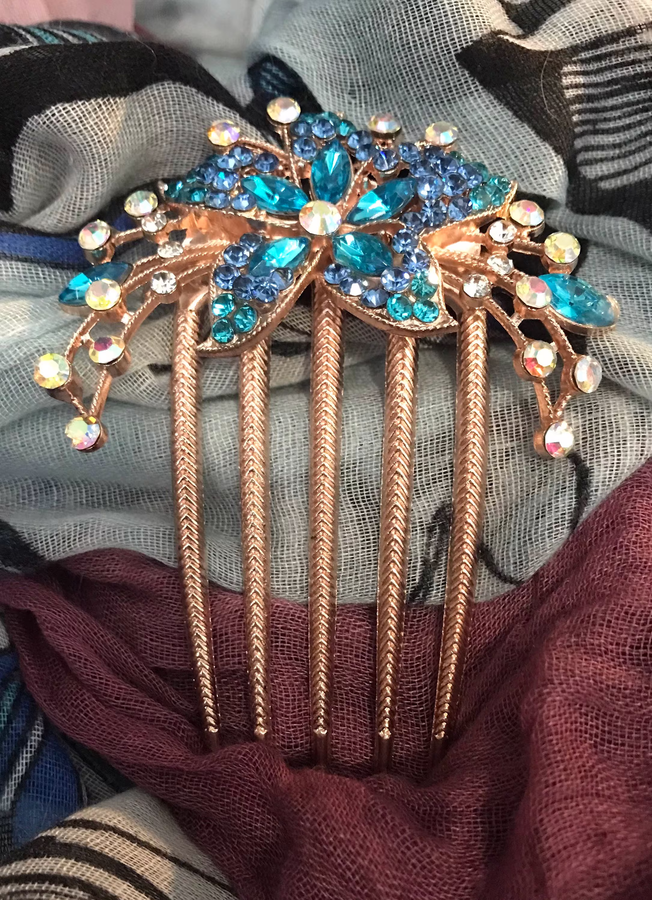 Hibiscus Rhinestone Hair Comb