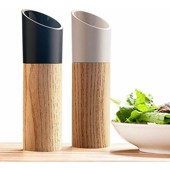 Monly - Salt and Pepper Mill Set with Tall Black and White Salt and Pepper Shakers with Adjustable Coarseness,Perfect Gift for Salt and Pepper