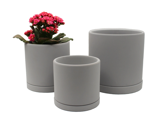Terracotta Pots For Plants, 4 Inch 5 in 6 Inch, Succulent Planter Pot With Drainage & Saucer Grey Color