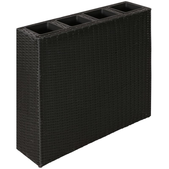 Topdeal - Garden Planter with 4 Pots Poly Rattan Black VDTD26348