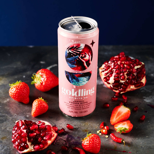 Six Moonlight Organic Strawberry Pomegranate Vodka Soda