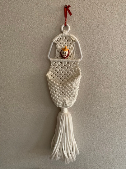 Vintage Handmade Macrame Hanging Basket Planter Holder 30