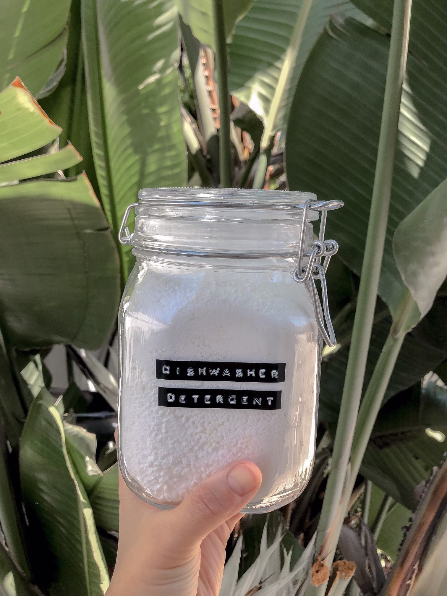 Zero Waste Dishwasher Detergent Powder - 64 Loads Glass Jar Refill Package All Natural Ingredients Borax Free