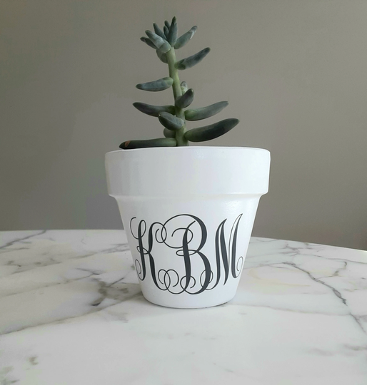 Monogrammed Gifts Custom Flowerpot, Personalized Flower Planter, Indoor Plant Lover Gift, Dorm Gift