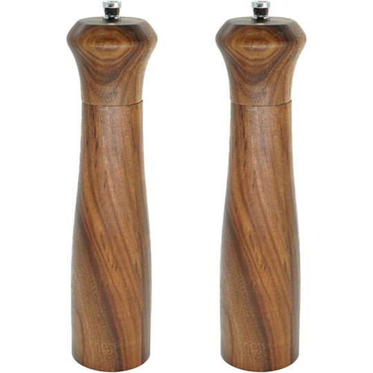 Wooden Salt and Pepper Grinder set, Acacia Wood salt and pepper grinders refillable ,pepper mill Two 8-inch Acacia wood + color box