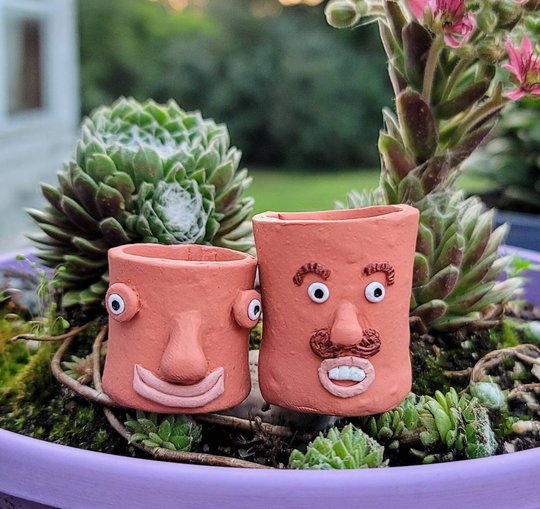 Pair Of Handmade Mini Succulent Pots