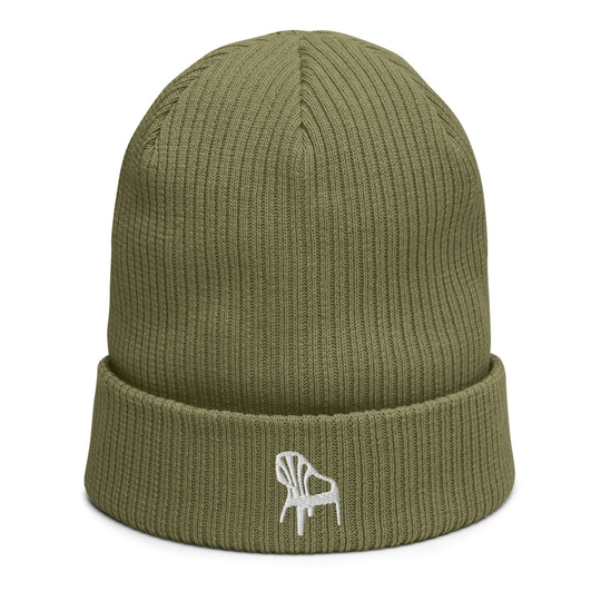 Organic Ribbed Beanie Embroidered With Plastic Chair