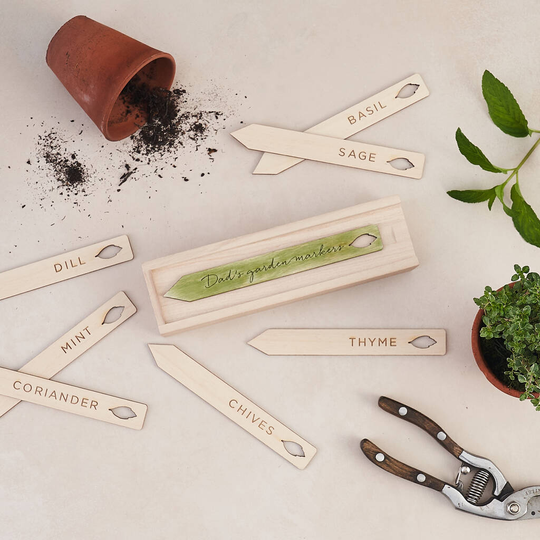 Personalised Box Of Veg And Herb Plant Markers For Him, Red/Green