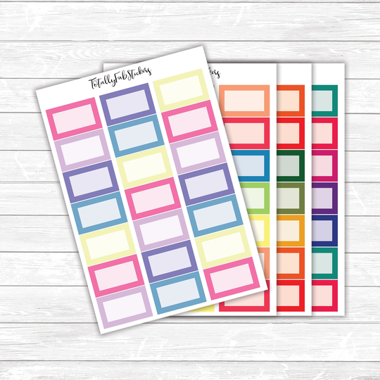 Fu-54 // Blank Season Color Themed Half Box Planner Stickers